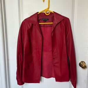 Lafayette 148 New York Crimson Leather Button-Front Jacket